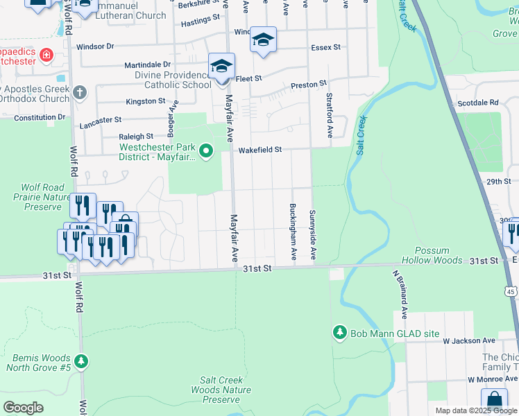 map of restaurants, bars, coffee shops, grocery stores, and more near 29315 Kensington Avenue in Westchester