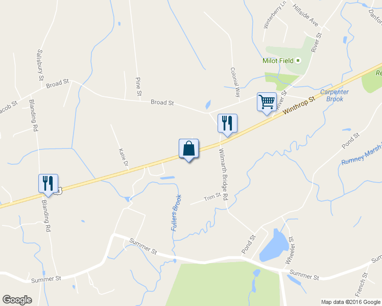 map of restaurants, bars, coffee shops, grocery stores, and more near 497 Winthrop St in Rehoboth