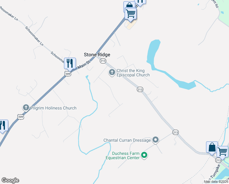 map of restaurants, bars, coffee shops, grocery stores, and more near 41 Alan Street in Stone Ridge