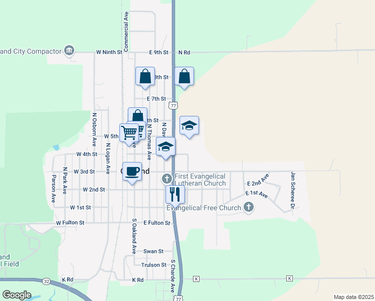map of restaurants, bars, coffee shops, grocery stores, and more near 400 North Brewster Avenue in Oakland