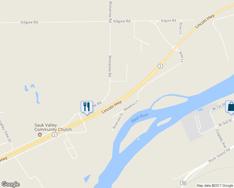 map of restaurants, bars, coffee shops, grocery stores, and more near 1742 Wolverine Road in Dixon