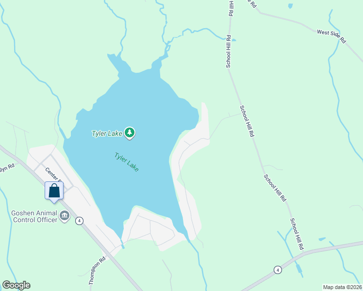 map of restaurants, bars, coffee shops, grocery stores, and more near 72 Sandy Beach Road in Goshen