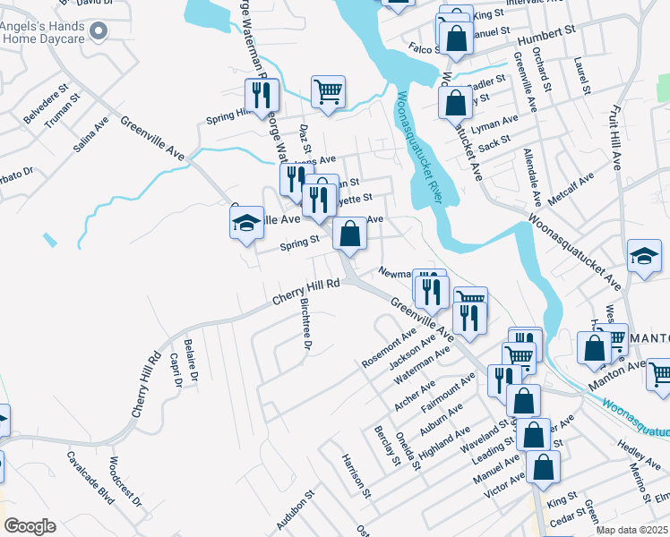 map of restaurants, bars, coffee shops, grocery stores, and more near 3 George in Johnston