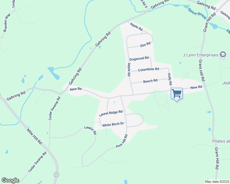 map of restaurants, bars, coffee shops, grocery stores, and more near 146 New Road in Tolland
