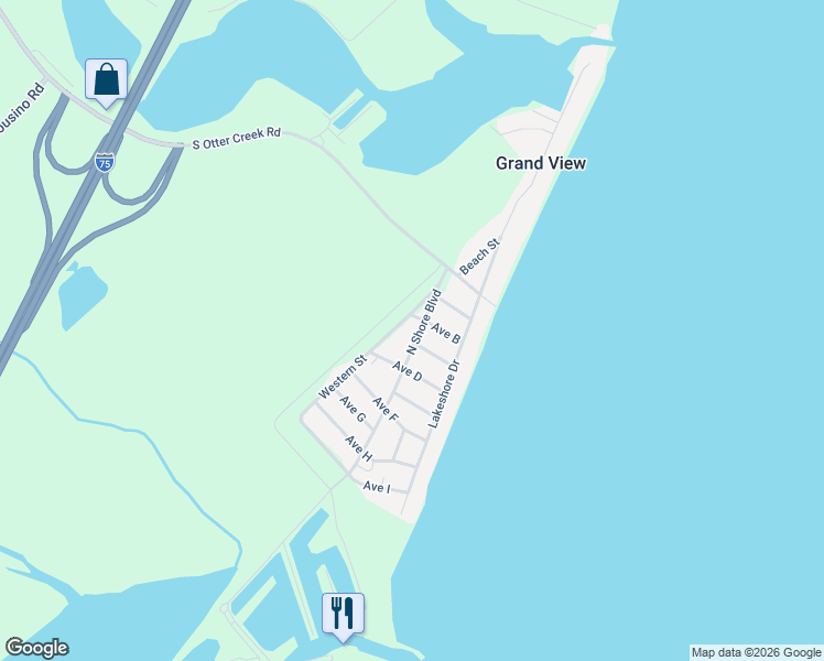map of restaurants, bars, coffee shops, grocery stores, and more near 12275 North Shore Boulevard in La Salle