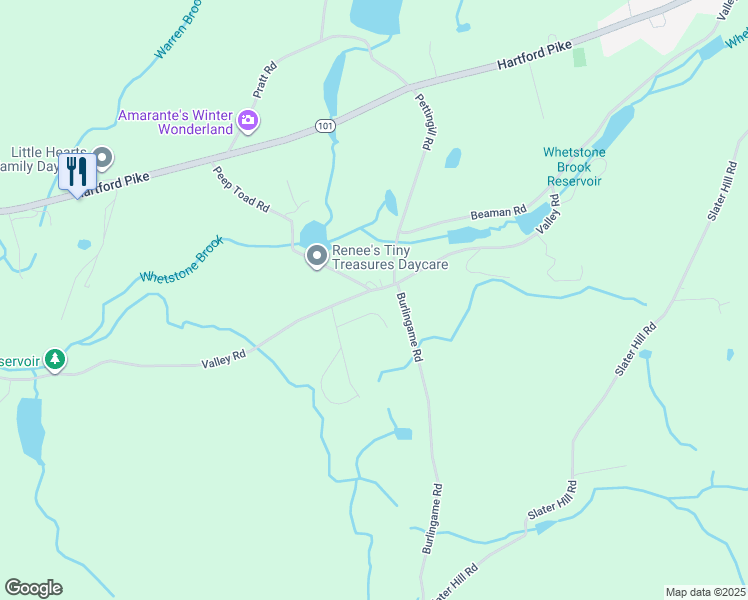 map of restaurants, bars, coffee shops, grocery stores, and more near 18 Melinda Terrace in Killingly