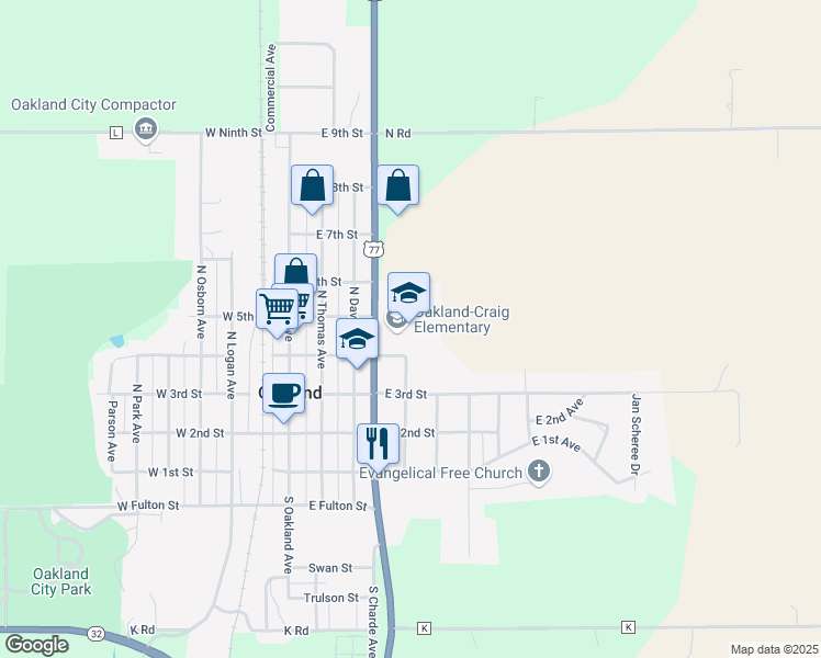 map of restaurants, bars, coffee shops, grocery stores, and more near 400 North Brewster Avenue in Oakland