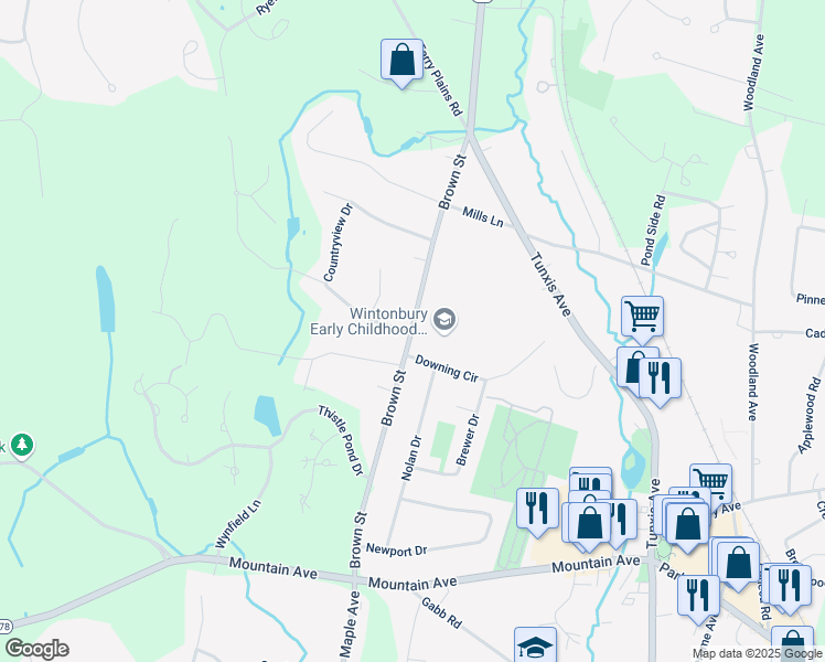 map of restaurants, bars, coffee shops, grocery stores, and more near 44 Brown Street in Bloomfield