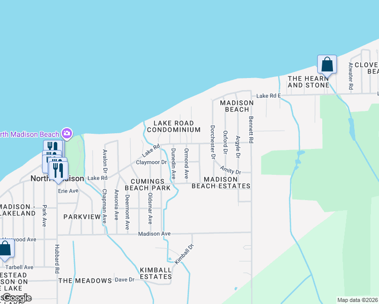 map of restaurants, bars, coffee shops, grocery stores, and more near 1333 Ormond Avenue in Madison