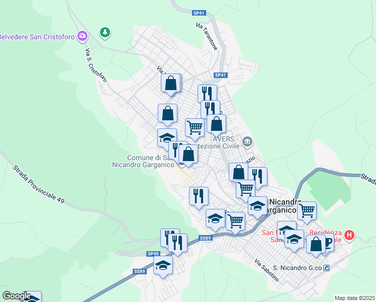 map of restaurants, bars, coffee shops, grocery stores, and more near 5 Via Gaetano Salvemini in San Nicandro Garganico