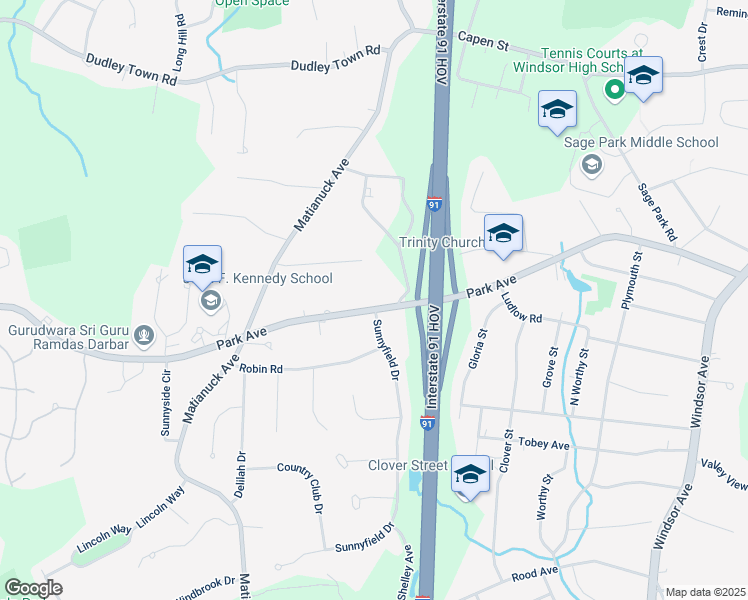 map of restaurants, bars, coffee shops, grocery stores, and more near 342 Park Avenue in Windsor