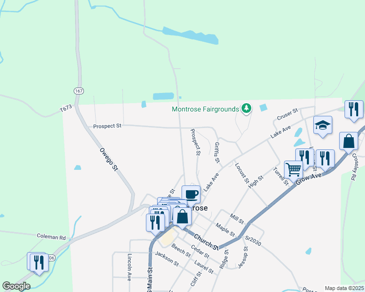 map of restaurants, bars, coffee shops, grocery stores, and more near 37 Chenango Street in Montrose