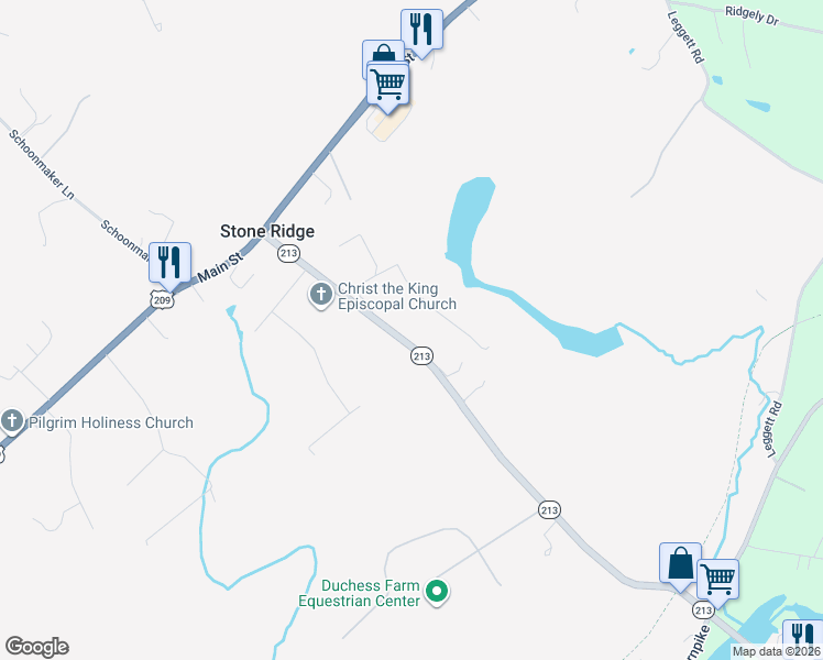 map of restaurants, bars, coffee shops, grocery stores, and more near 1536 New York 213 in High Falls