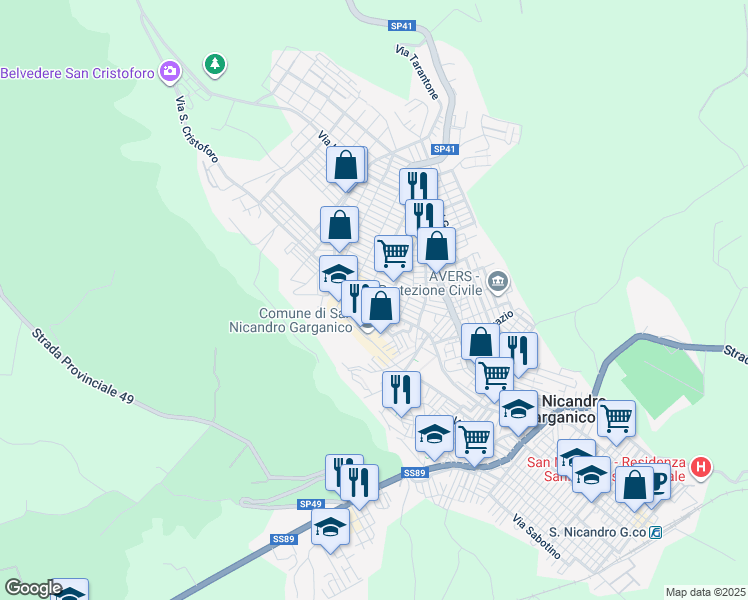 map of restaurants, bars, coffee shops, grocery stores, and more near 5 Via Gaetano Salvemini in San Nicandro Garganico