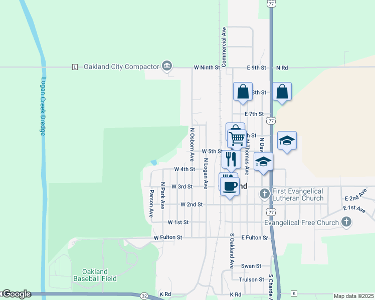 map of restaurants, bars, coffee shops, grocery stores, and more near 500 North Osborn Avenue in Oakland