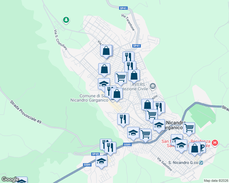 map of restaurants, bars, coffee shops, grocery stores, and more near 5 Via Gaetano Salvemini in San Nicandro Garganico