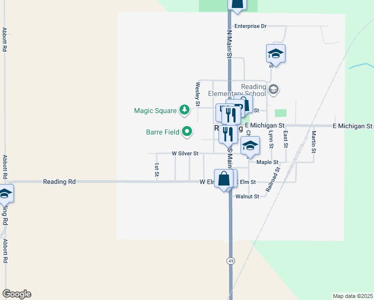 map of restaurants, bars, coffee shops, grocery stores, and more near 302 West Silver Street in Reading