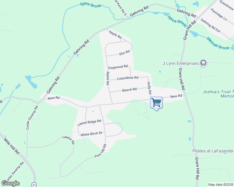 map of restaurants, bars, coffee shops, grocery stores, and more near 12 Beech Road in Tolland