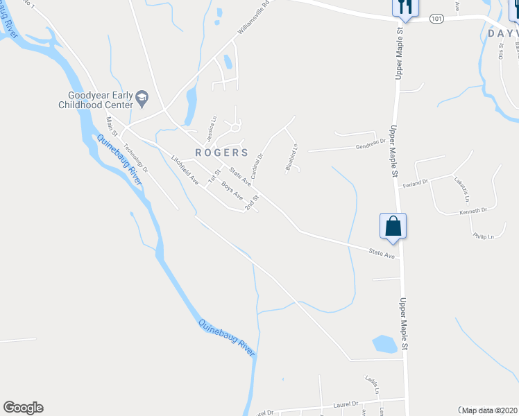 map of restaurants, bars, coffee shops, grocery stores, and more near 6 Boys Avenue in Killingly