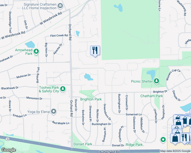 map of restaurants, bars, coffee shops, grocery stores, and more near 1830 Golden Pond Lane in Wheaton
