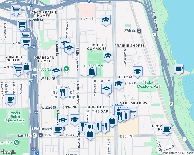 map of restaurants, bars, coffee shops, grocery stores, and more near in Chicago