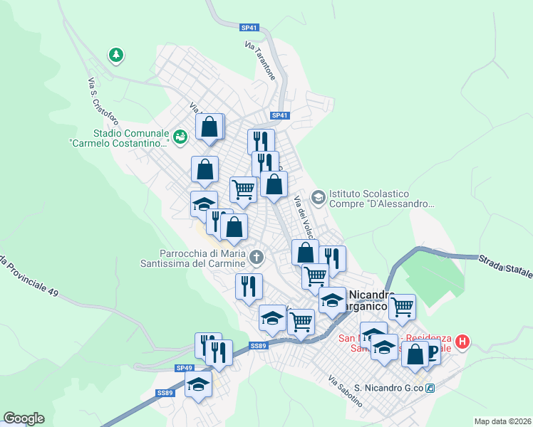 map of restaurants, bars, coffee shops, grocery stores, and more near 10 Via Antonio Segni in San Nicandro Garganico