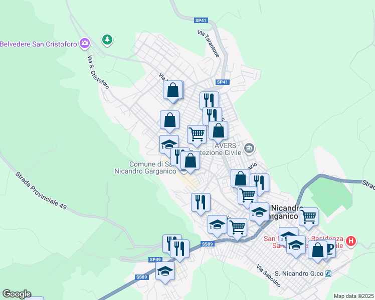 map of restaurants, bars, coffee shops, grocery stores, and more near 5 Via Gaetano Salvemini in San Nicandro Garganico