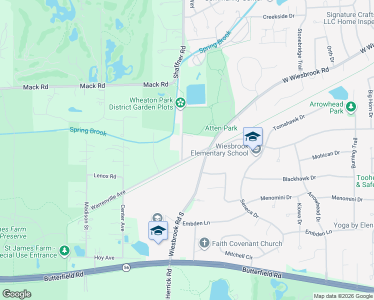 map of restaurants, bars, coffee shops, grocery stores, and more near 2251 Warrenville Avenue in Wheaton