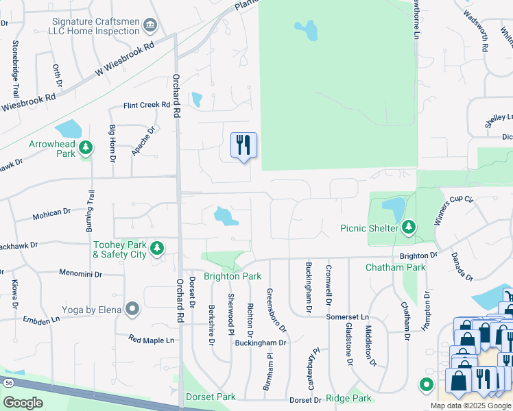 map of restaurants, bars, coffee shops, grocery stores, and more near 1830 Golden Pond Lane in Wheaton