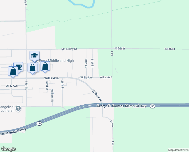 map of restaurants, bars, coffee shops, grocery stores, and more near 1201 31st Street in Perry