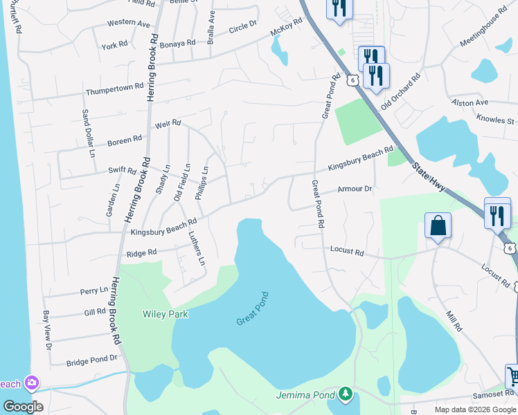 map of restaurants, bars, coffee shops, grocery stores, and more near 450 Kingsbury Beach Road in Eastham