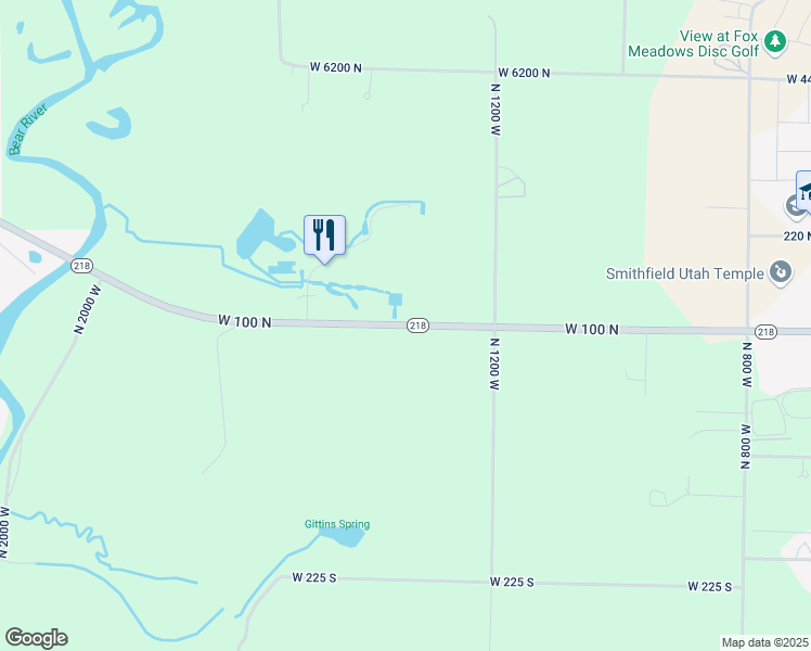 map of restaurants, bars, coffee shops, grocery stores, and more near 1359 West 100 North in Smithfield