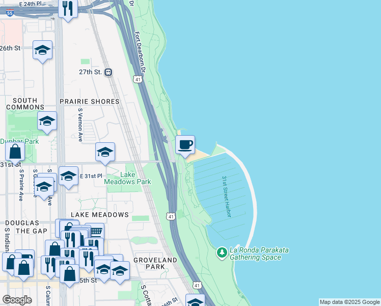 map of restaurants, bars, coffee shops, grocery stores, and more near in Chicago