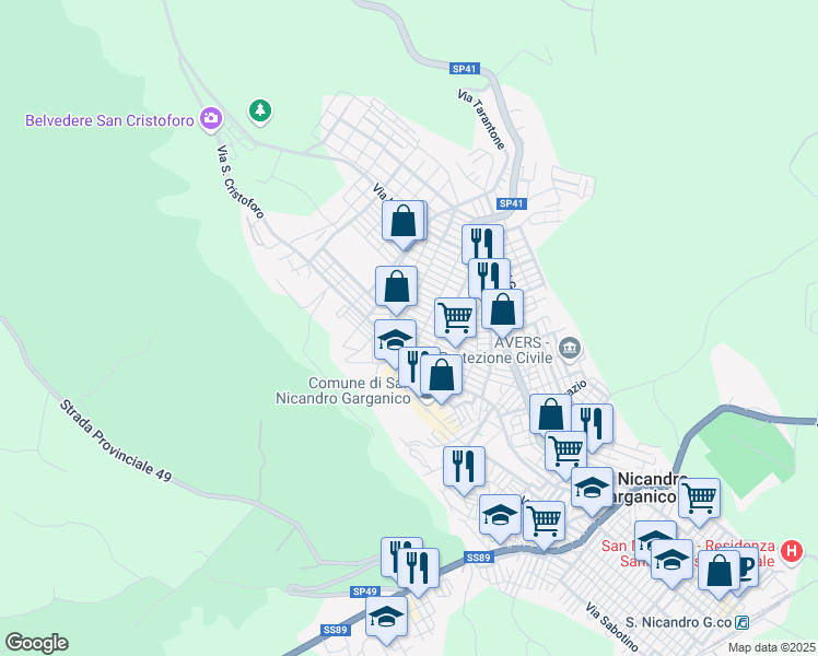 map of restaurants, bars, coffee shops, grocery stores, and more near 11-13 Viale Giuseppe di Vittorio in San Nicandro Garganico