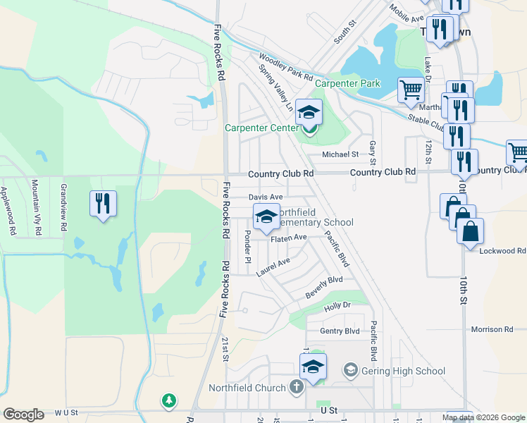 map of restaurants, bars, coffee shops, grocery stores, and more near 2748 Chinoe Road in Gering