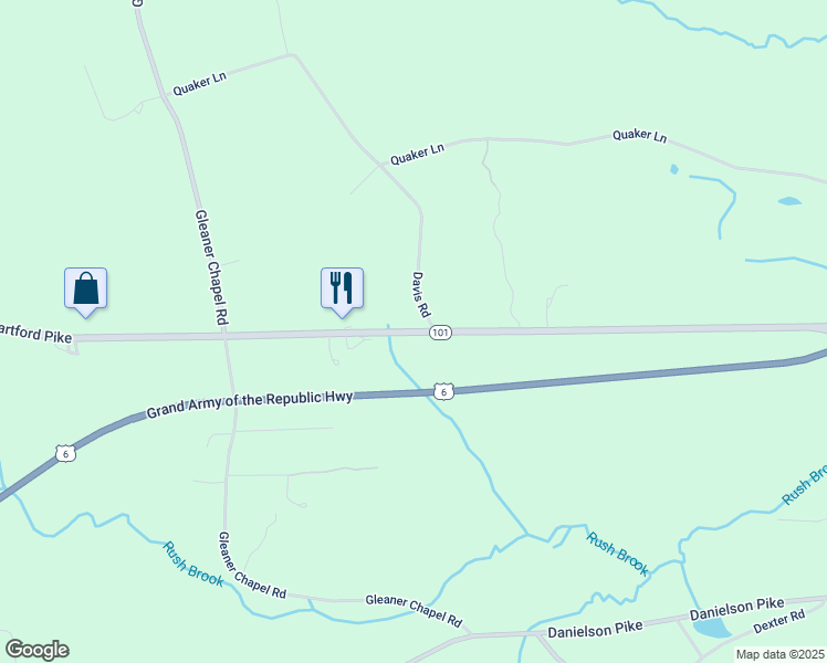 map of restaurants, bars, coffee shops, grocery stores, and more near 622 Old Hartford Pike in Scituate