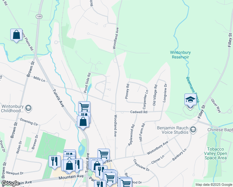 map of restaurants, bars, coffee shops, grocery stores, and more near in Bloomfield