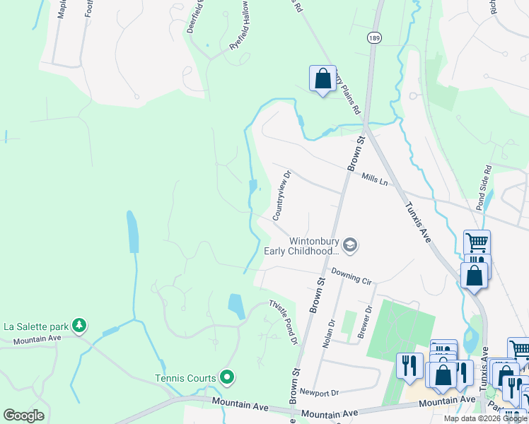 map of restaurants, bars, coffee shops, grocery stores, and more near 1 Countryview Drive in Bloomfield