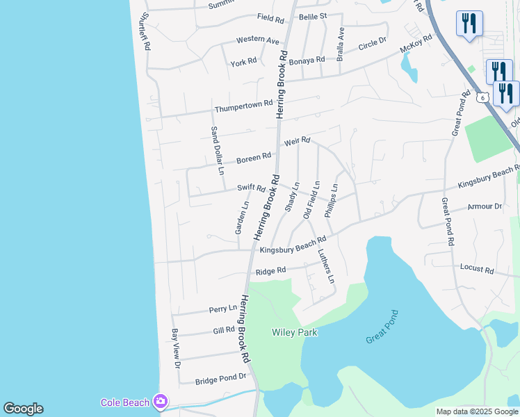 map of restaurants, bars, coffee shops, grocery stores, and more near 1875 Herring Brook Road in Eastham