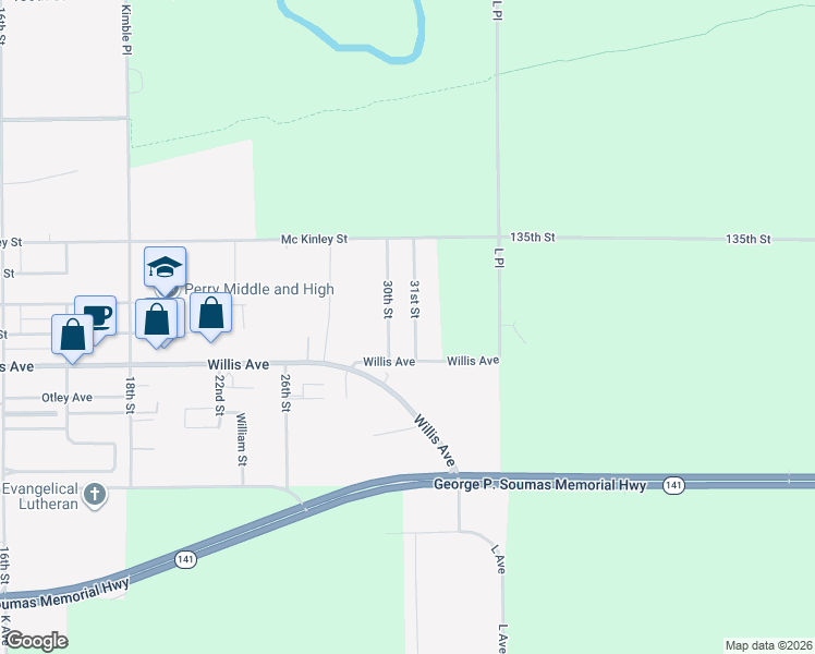 map of restaurants, bars, coffee shops, grocery stores, and more near 1201 31st St in Perry