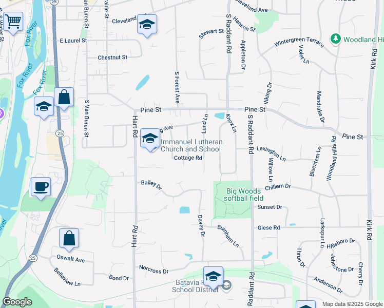 map of restaurants, bars, coffee shops, grocery stores, and more near 964 Jennifer Drive in Batavia