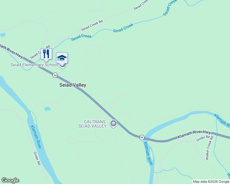 map of restaurants, bars, coffee shops, grocery stores, and more near 103 David Lane in Seiad Valley