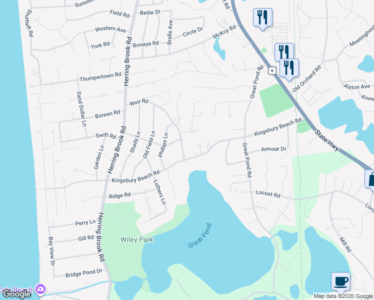 map of restaurants, bars, coffee shops, grocery stores, and more near 345 Weir Road in Eastham