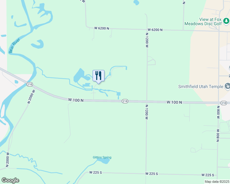 map of restaurants, bars, coffee shops, grocery stores, and more near 1359-1567 West 100 North in Smithfield