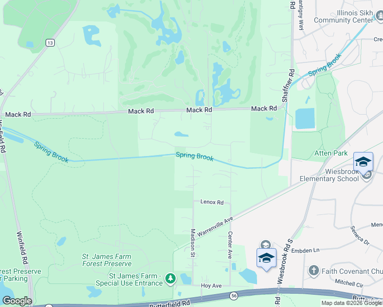 map of restaurants, bars, coffee shops, grocery stores, and more near 2S178 Madison Street in Wheaton