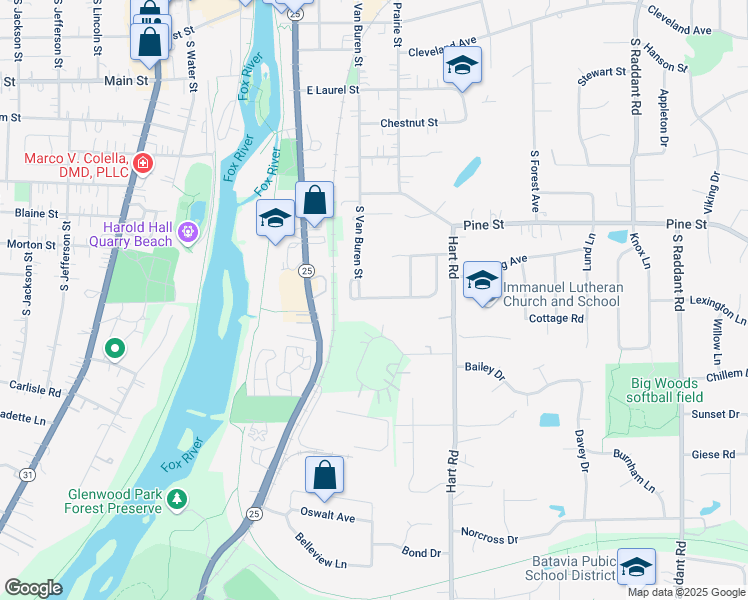 map of restaurants, bars, coffee shops, grocery stores, and more near 344 Manchester Avenue in Batavia