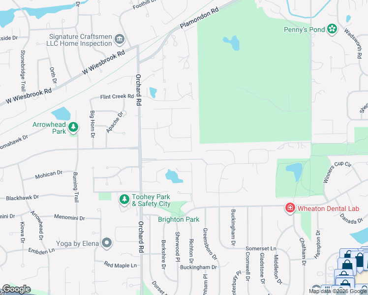 map of restaurants, bars, coffee shops, grocery stores, and more near 446 Hamilton Drive in Wheaton