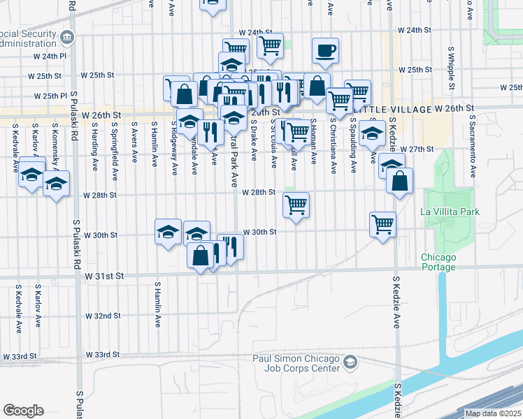 map of restaurants, bars, coffee shops, grocery stores, and more near in Chicago