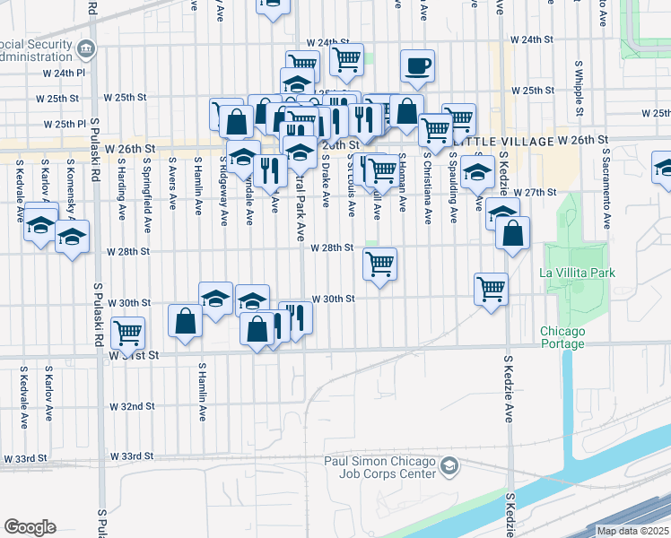 map of restaurants, bars, coffee shops, grocery stores, and more near in Chicago
