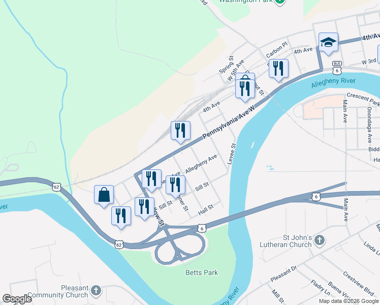 map of restaurants, bars, coffee shops, grocery stores, and more near 15 Eddy Street in Warren